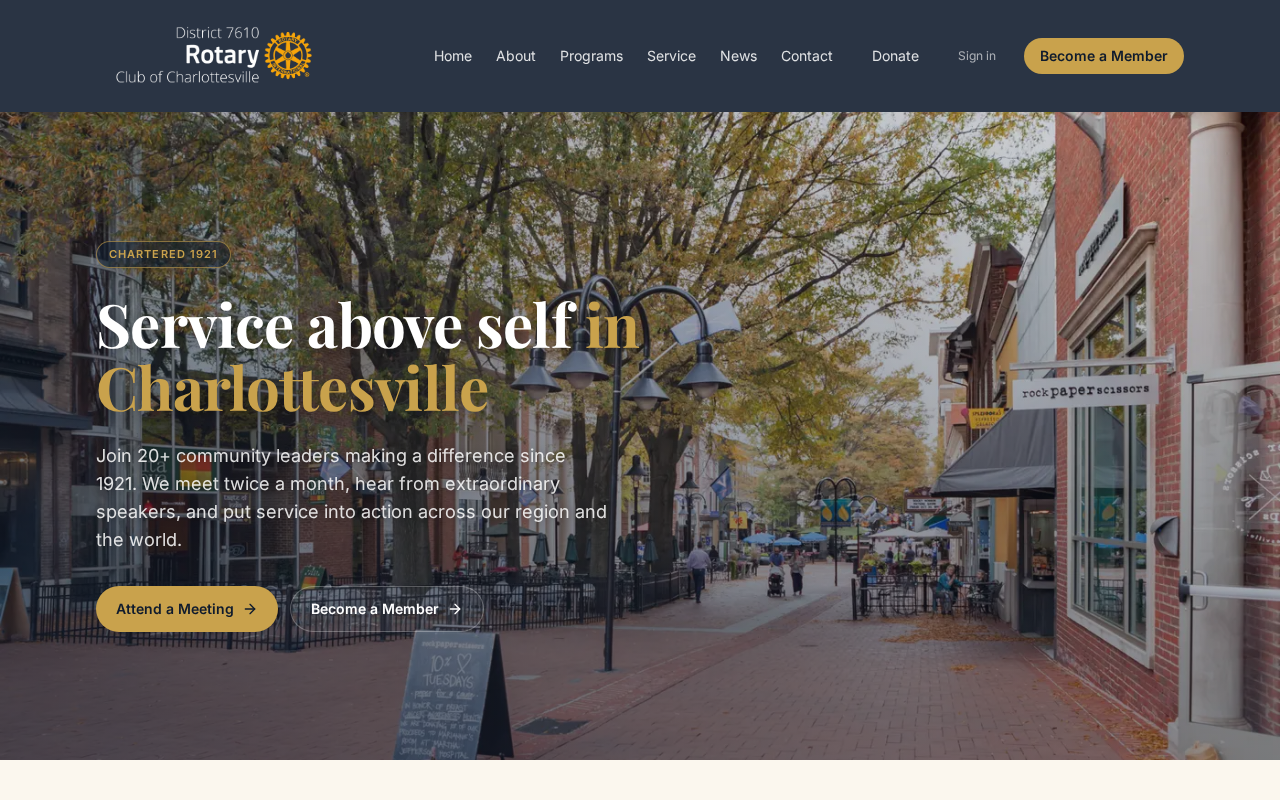 Rotary Club of Charlottesville website preview